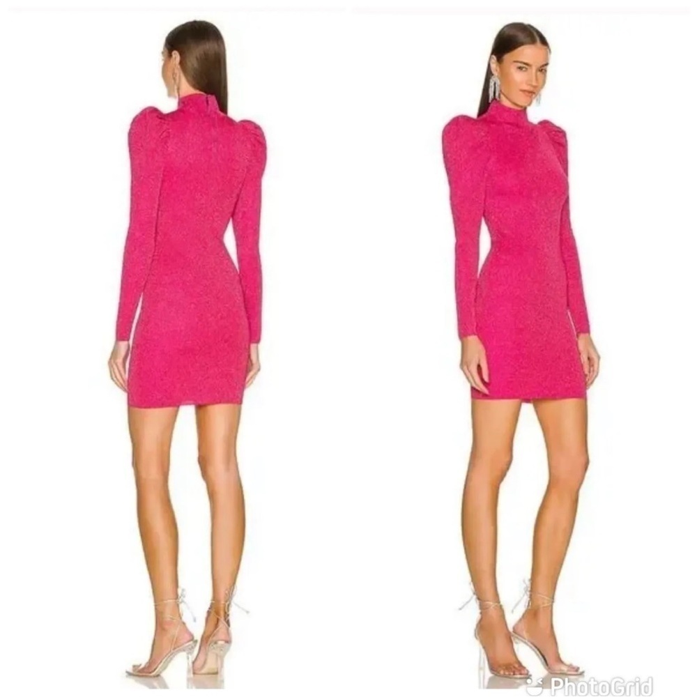 Alice and Olivia Issa Turtleneck Puff Sleeve Dress - Picture 3 of 5